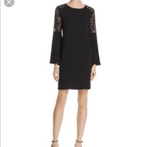 Aqua Lace Shoulder Bell Sleeve Dress